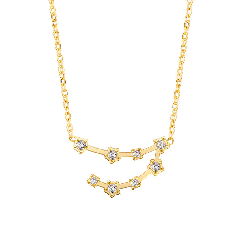 Wholesale of Twelve Constellations with Diamond Necklace Stainless Steel Collarbone Chain