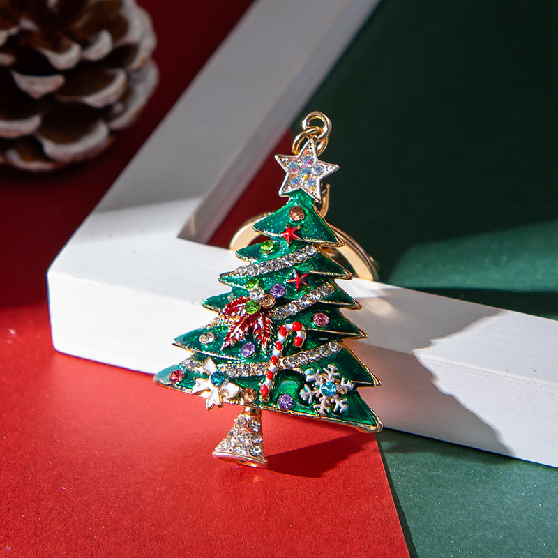 Wholesale Diamond Drip Oil Christmas Tree Zinc Alloy Keychain