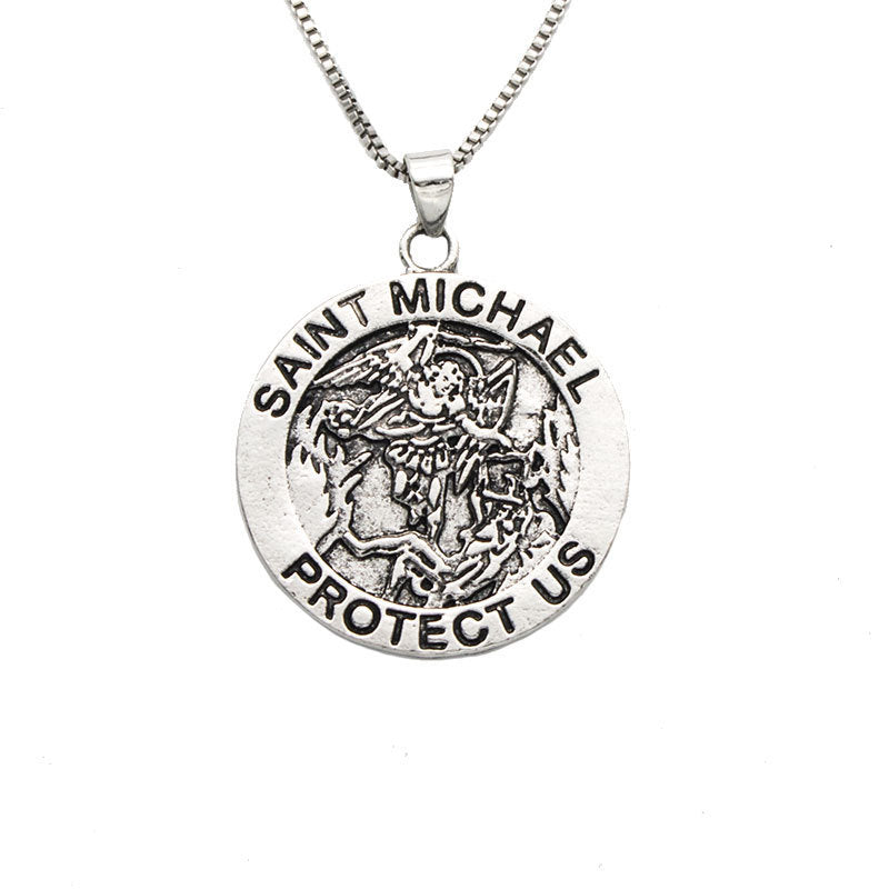 Wholesale Round Angel Medal Religious Necklace