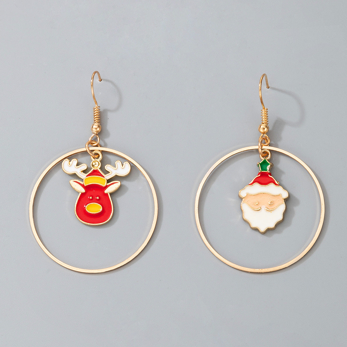 Wholesale Christmas Snowman Elk Candy Santa Claus Alloy Earrings