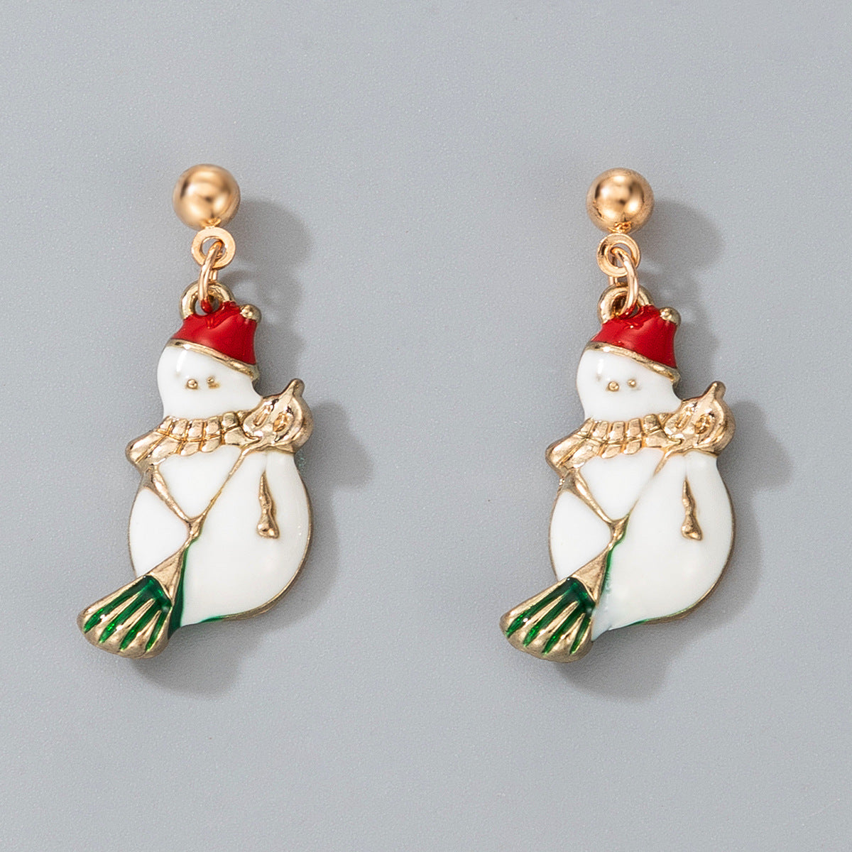 Wholesale Christmas Snowman Elk Candy Santa Claus Alloy Earrings