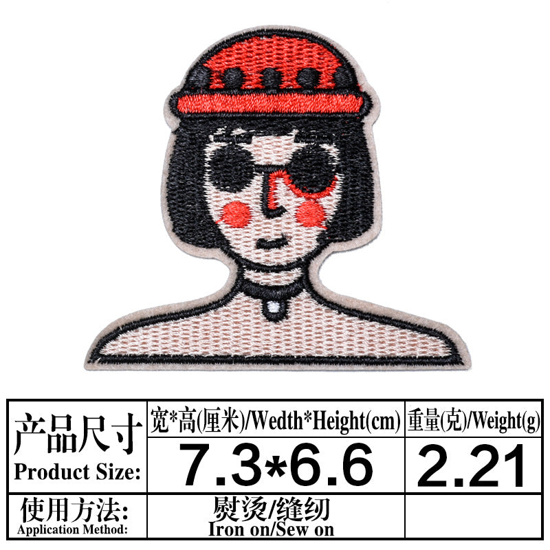Wholesale 6 Pack Embroidered Face Patch Stylish Cloth Sew On Badge For Clothing DIY Fashion Accessory Everyday Gift Boutique Resale