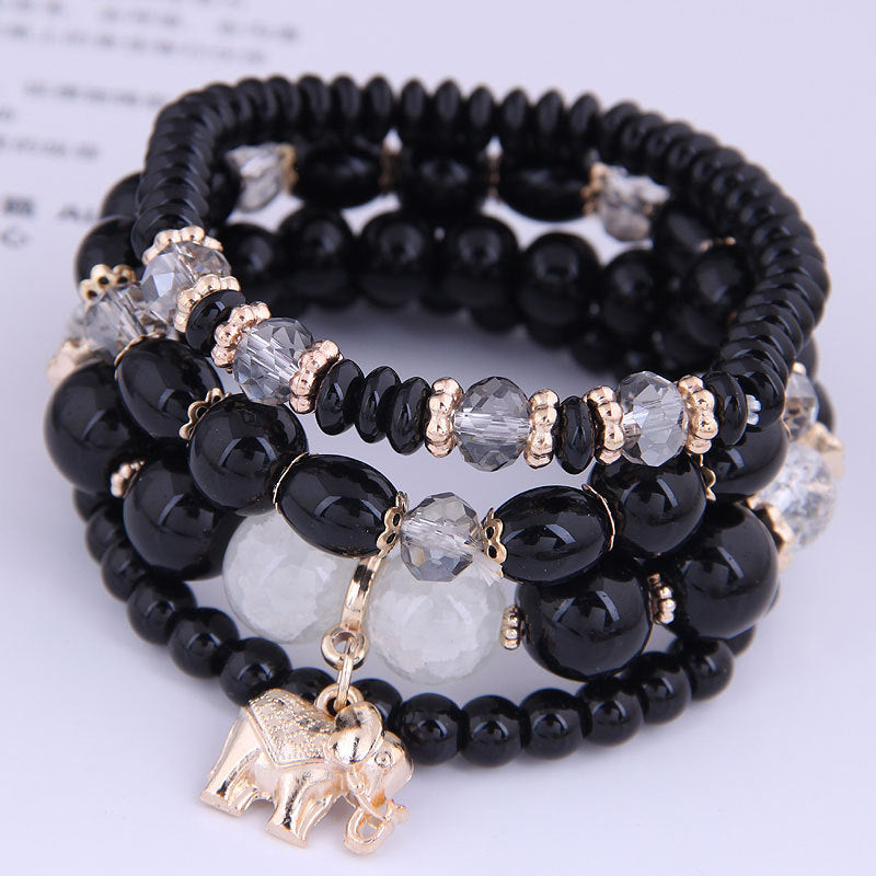Wholesale Small Elephant Pendant Crystal Alloy Bracelet