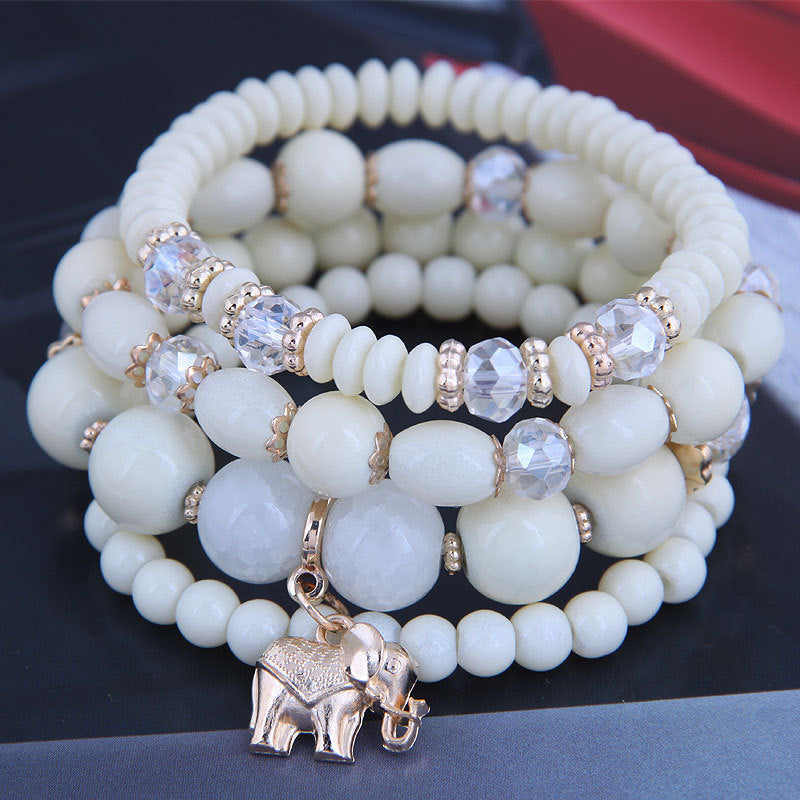 Wholesale Small Elephant Pendant Crystal Alloy Bracelet