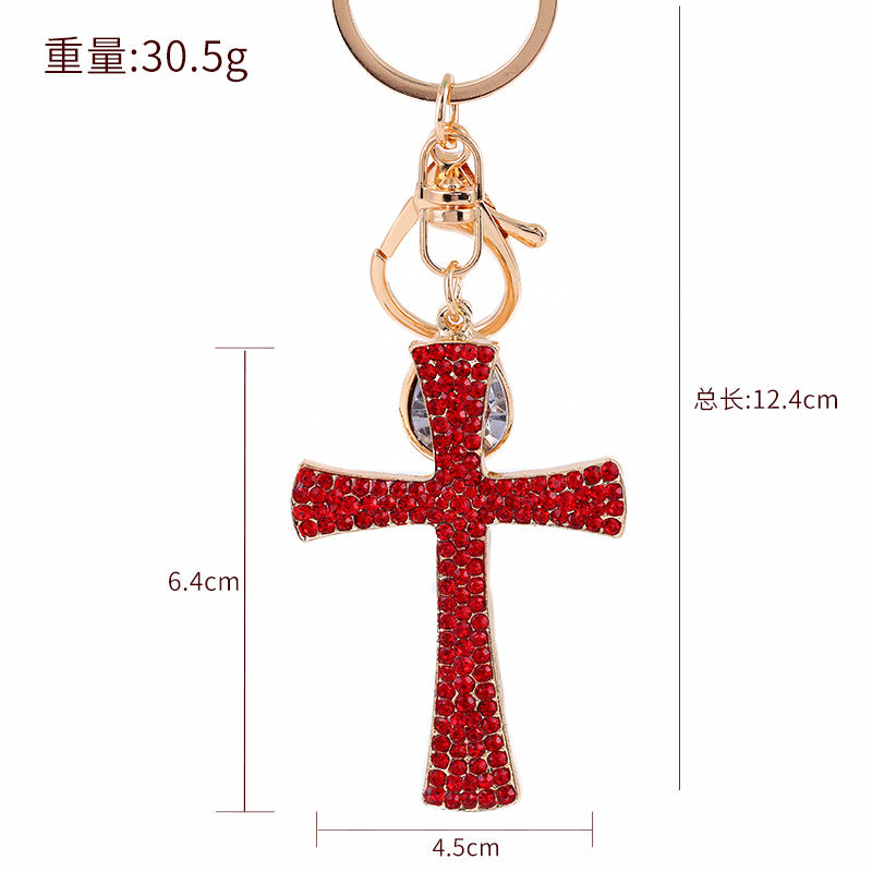 Wholesale Alloy Diamond Cross Key Chain