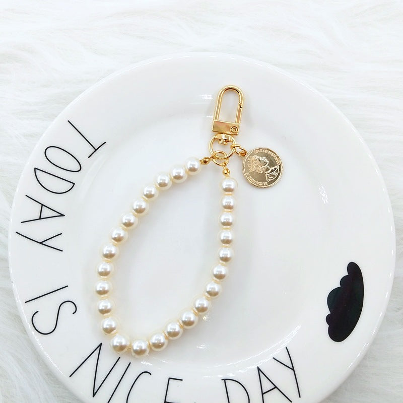 Wholesale Pearl Chain Metal Keychain