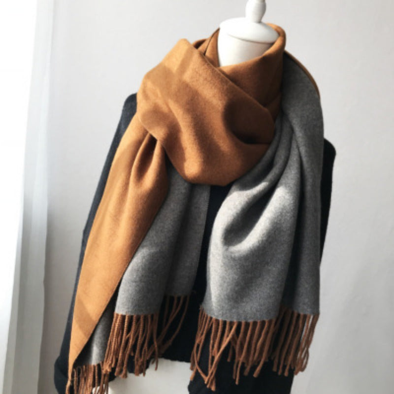 Wholesale Double Sided Solid Color Scarf Long Thickened Warm Shawl