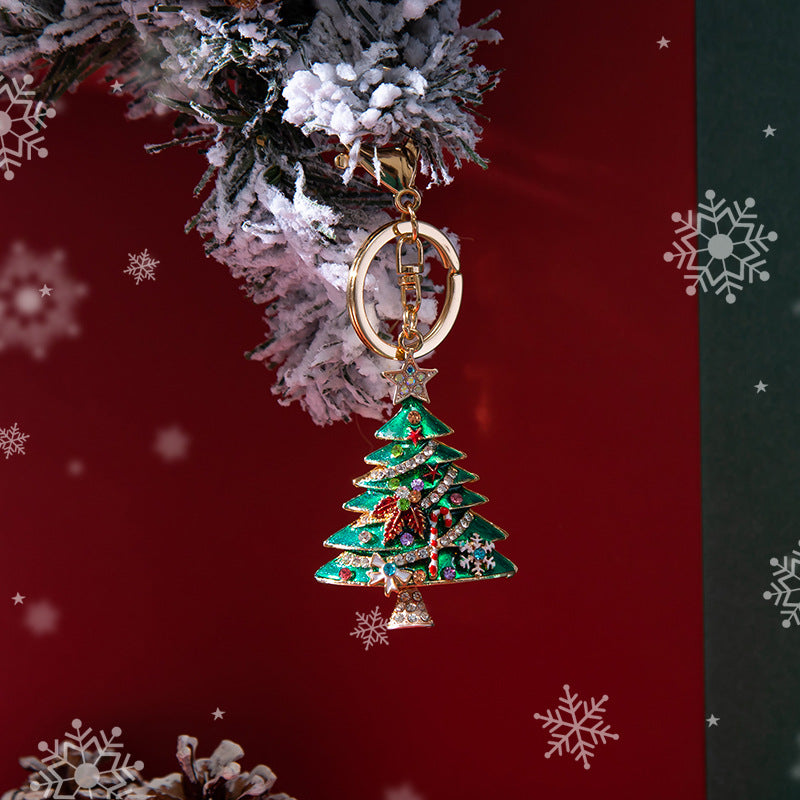 Wholesale Diamond Drip Oil Christmas Tree Zinc Alloy Keychain