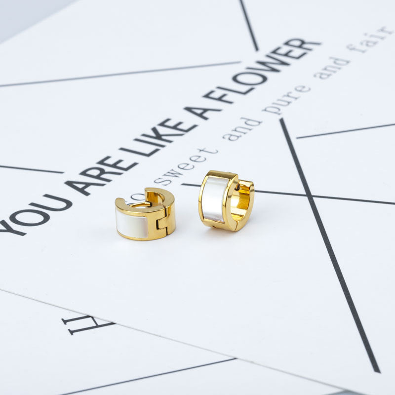 Wholesale Titanium Steel Pure Natural White Shell Earrings