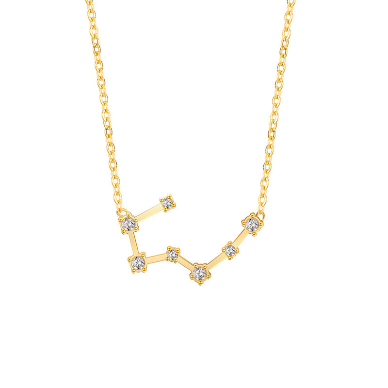 Wholesale of Twelve Constellations with Diamond Necklace Stainless Steel Collarbone Chain