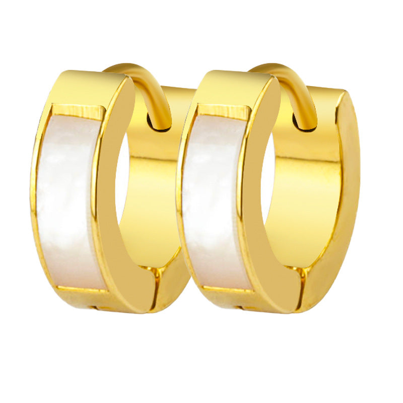 Wholesale Titanium Steel Pure Natural White Shell Earrings