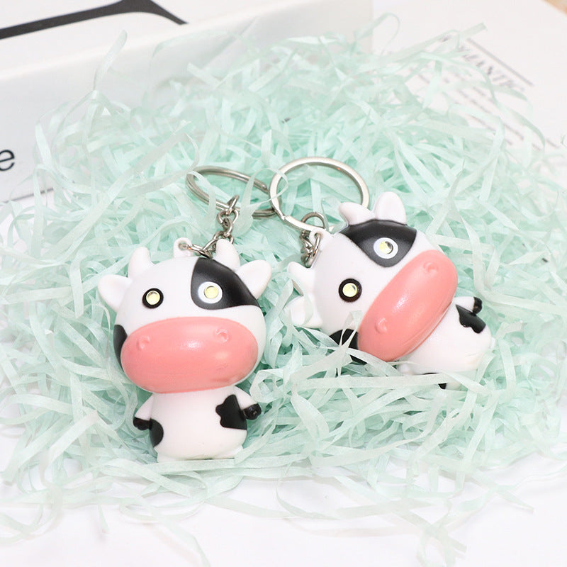 Wholesale Plastic Luminous Cow Pendant Keychain