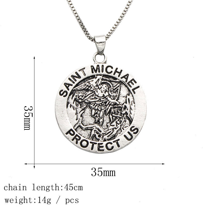 Wholesale Round Angel Medal Religious Necklace