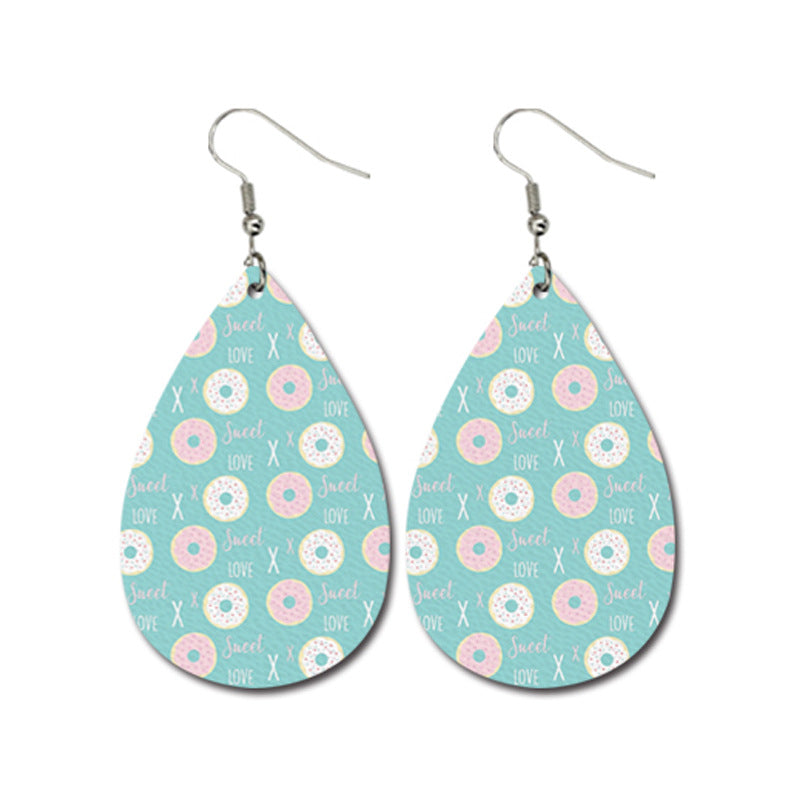 Wholesale 3 Pairs/pack Valentine's Day Heart Shape LOVE Water Drop Leather Earrings