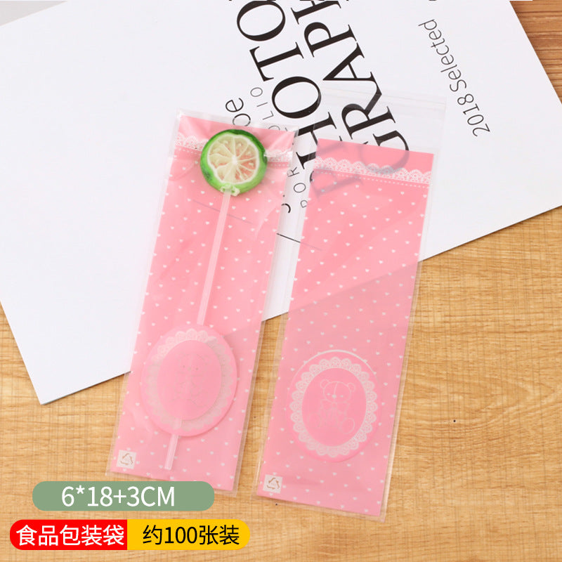 Wholesale 100PCS Long Baking Self-adhesive Bag Cookie Bag Biscuit Ziplock Bag