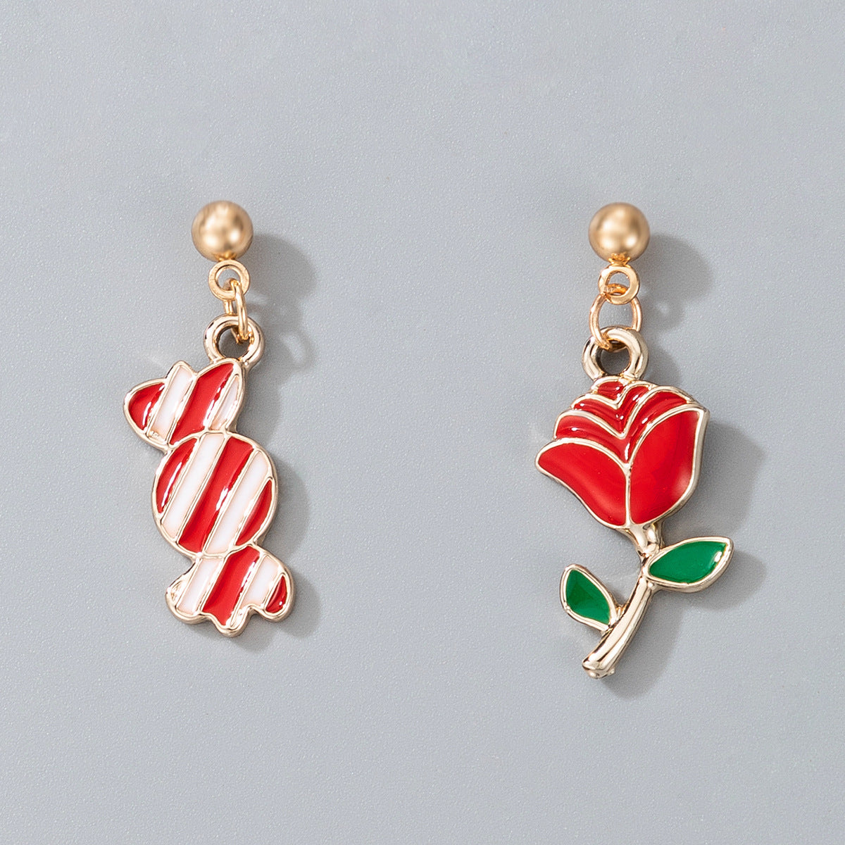 Wholesale Christmas Snowman Elk Candy Santa Claus Alloy Earrings