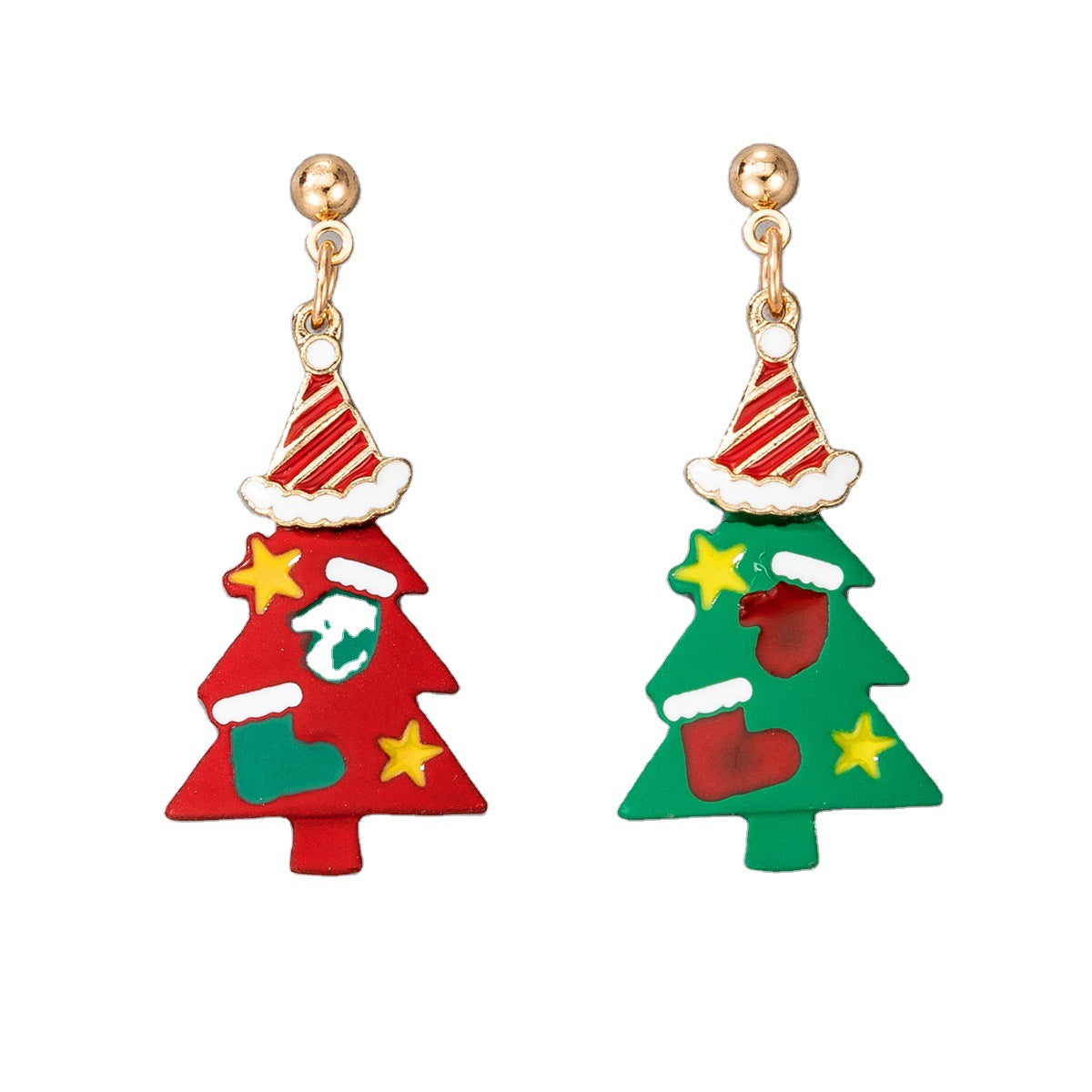 Wholesale Christmas Snowman Elk Candy Santa Claus Alloy Earrings