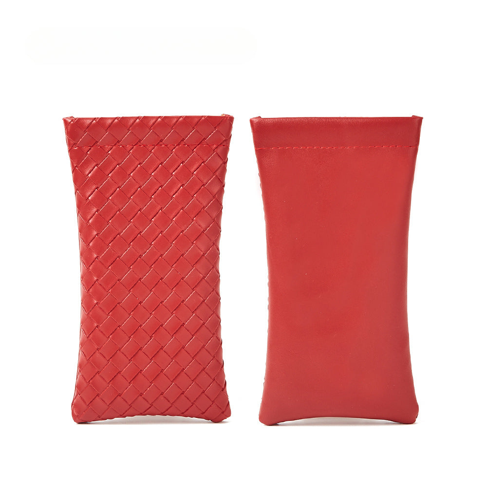 Whoelsale Solid Color Woven PVC Leather Eyewear Storage Bag