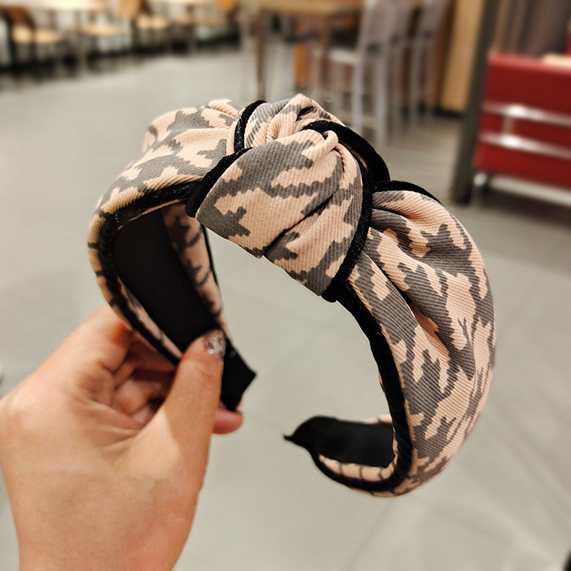 Wholesale Autumn and Winter Fabric Thousand Bird Plaid Hair Hoop