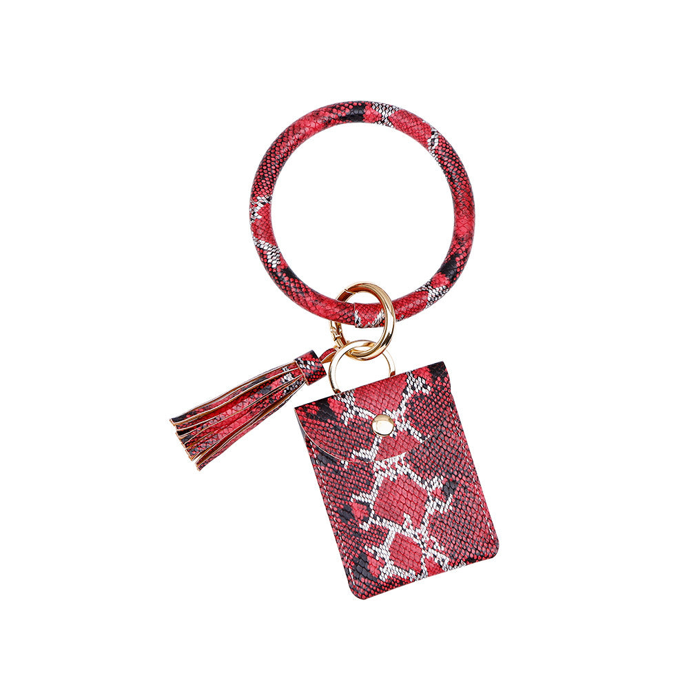 Wholesale PU Leather Tassel Coin Purse Wrist Keychain