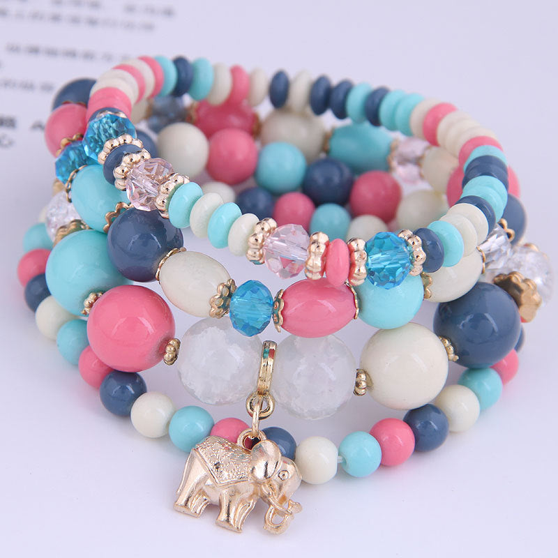 Wholesale Small Elephant Pendant Crystal Alloy Bracelet