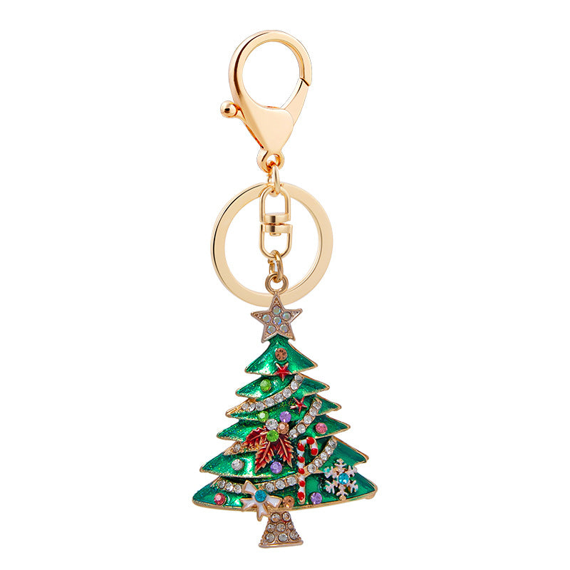 Wholesale Diamond Drip Oil Christmas Tree Zinc Alloy Keychain