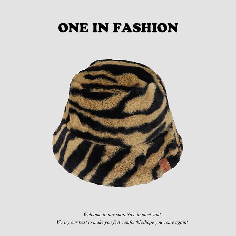 Wholesale Leopard Print Cow Print Zebra Print Plush Bucket Hat