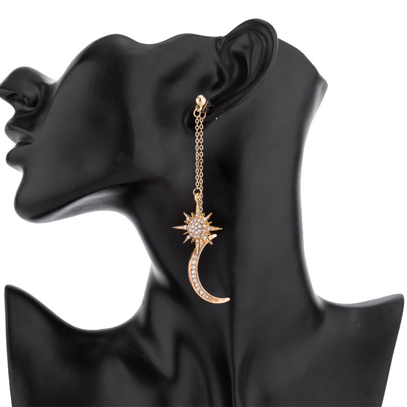 Wholesale Star Diamond Moon Alloy Earrings