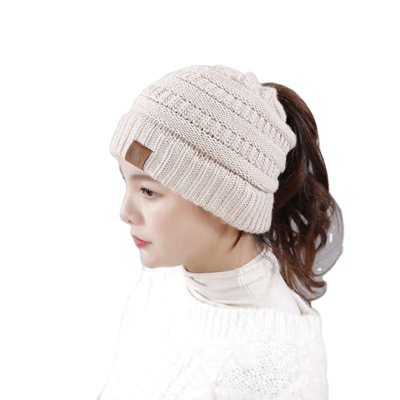 Wholesale Winter Outdoor Knitted Warm Knitted Thickened Pullover Sports Ponytail Fashion Wool Hat