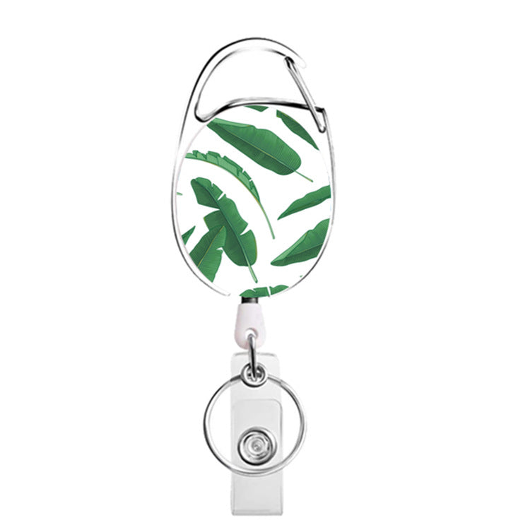 Wholesale Badge Reels ABS Flower Leopard Pattern Leaf Retractable Keychain