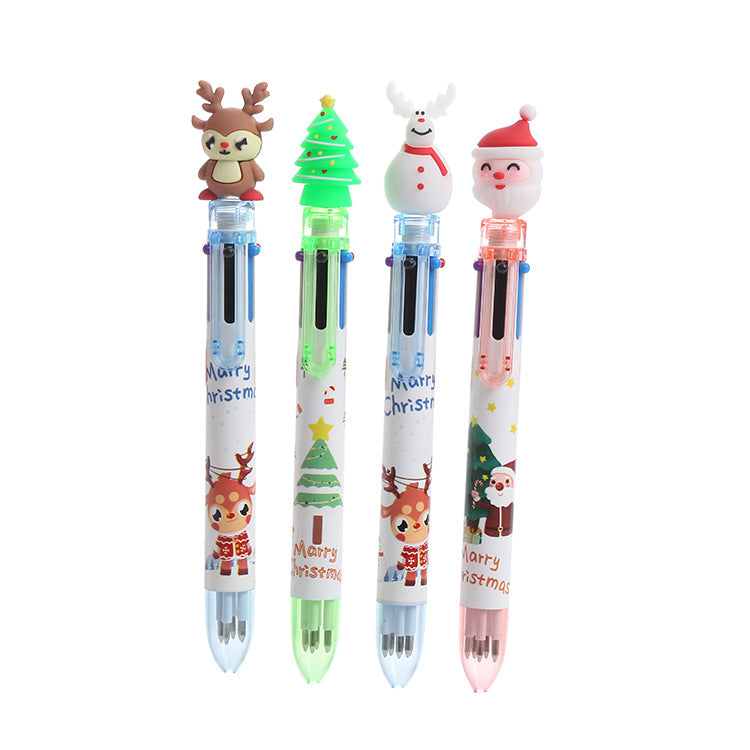 Wholesale Christmas 6 Color Plastic Ballpoint Pens
