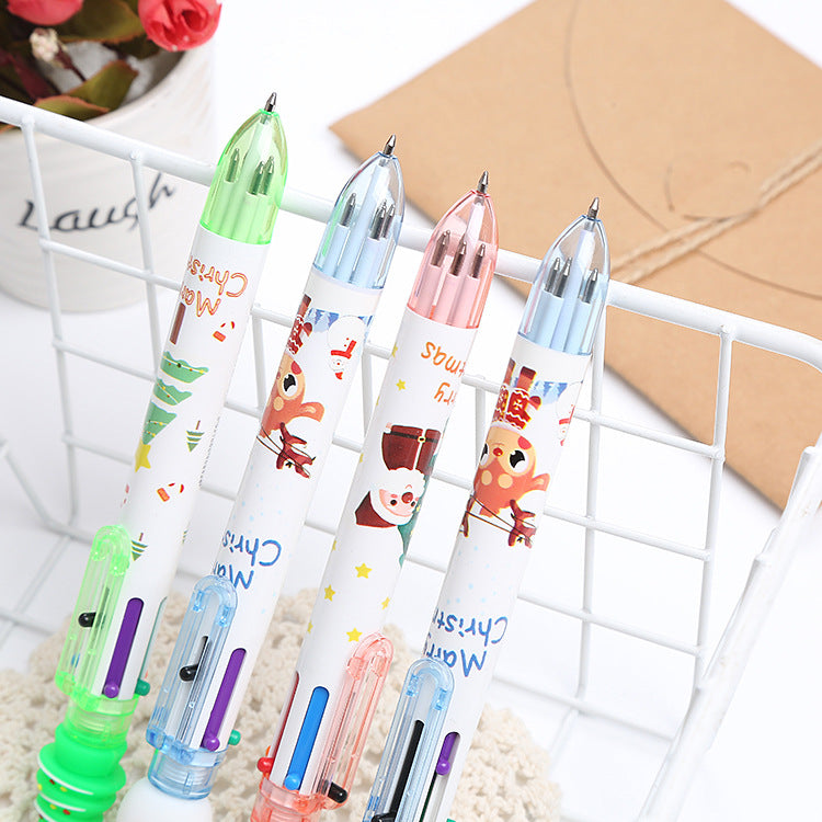 Wholesale Christmas 6 Color Plastic Ballpoint Pens