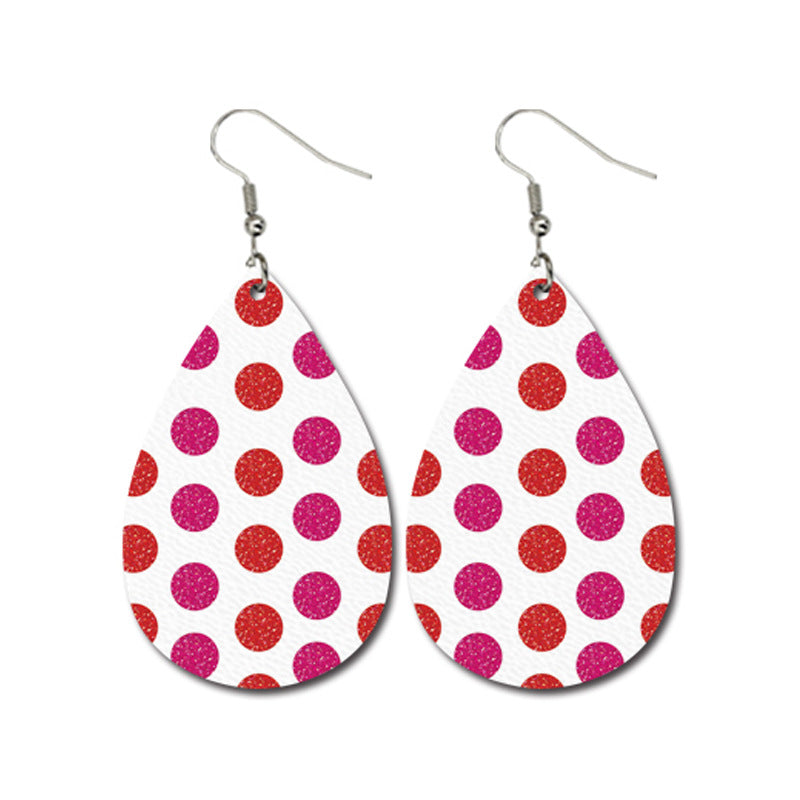 Wholesale 3 Pairs/pack Valentine's Day Heart Shape LOVE Water Drop Leather Earrings