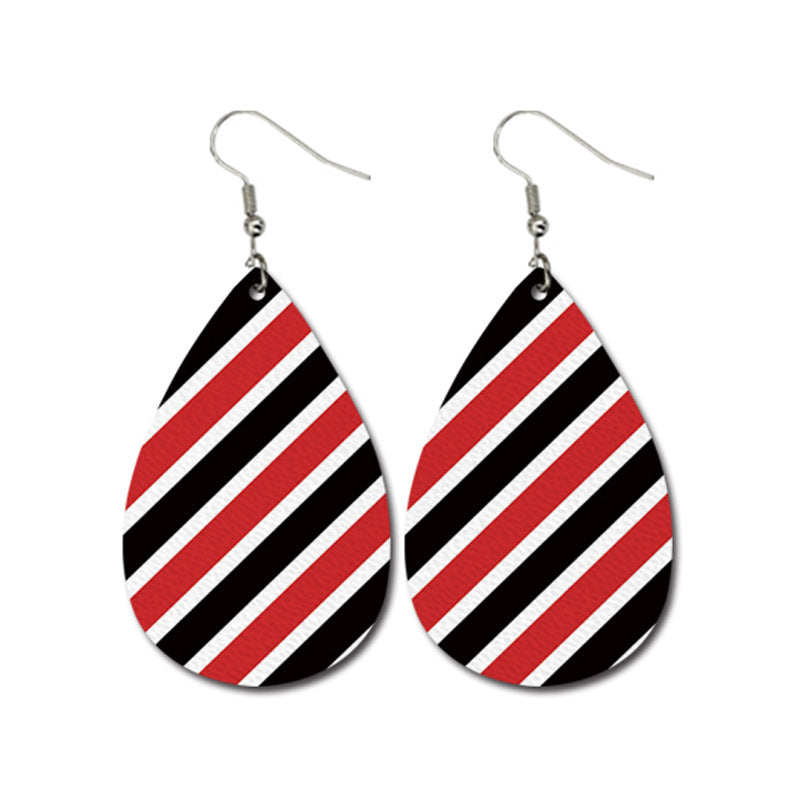 Wholesale 3 Pairs/pack Valentine's Day Heart Shape LOVE Water Drop Leather Earrings