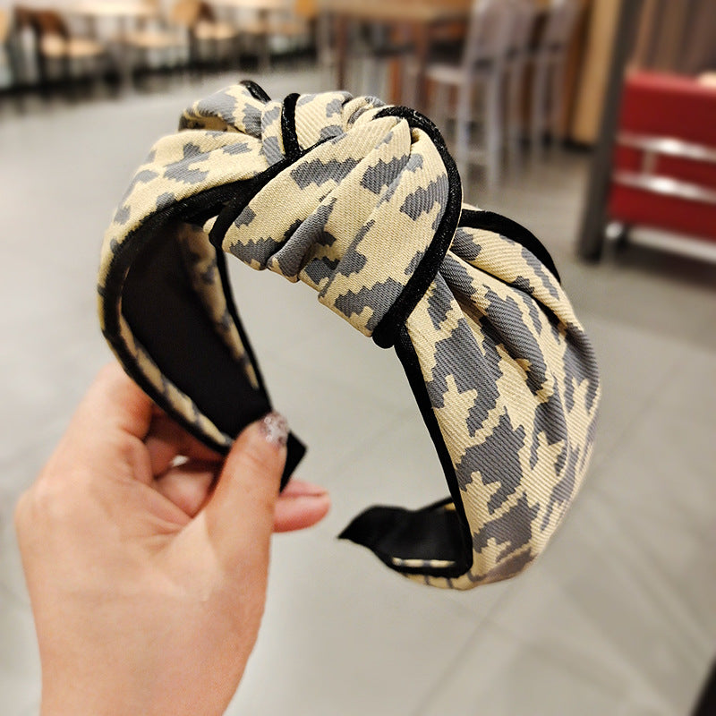 Wholesale Autumn and Winter Fabric Thousand Bird Plaid Hair Hoop