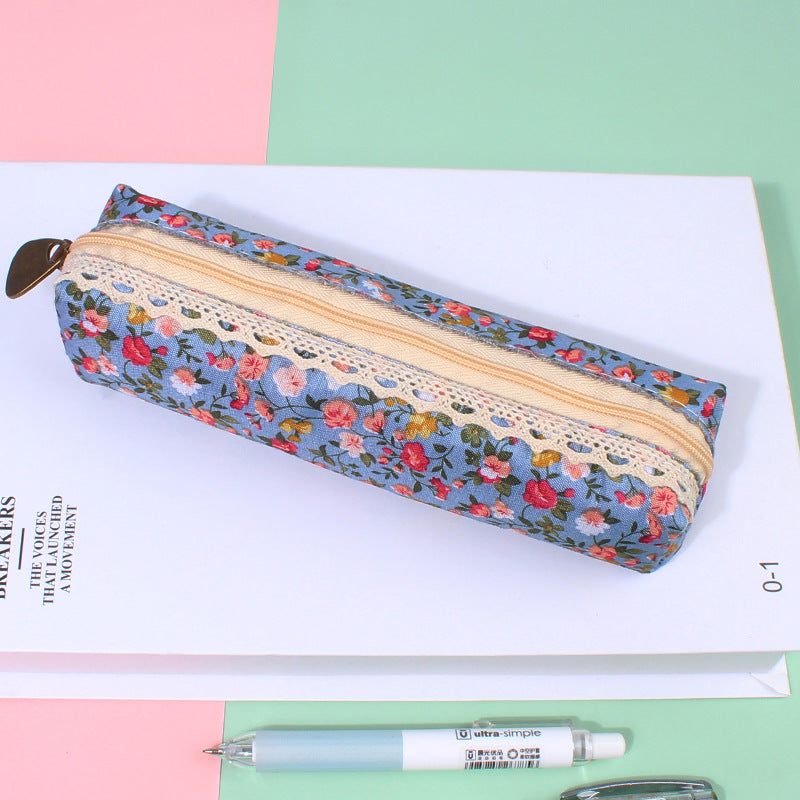 Wholesale Canvas Retro Flower Dot Pen Bag Pencil Bag