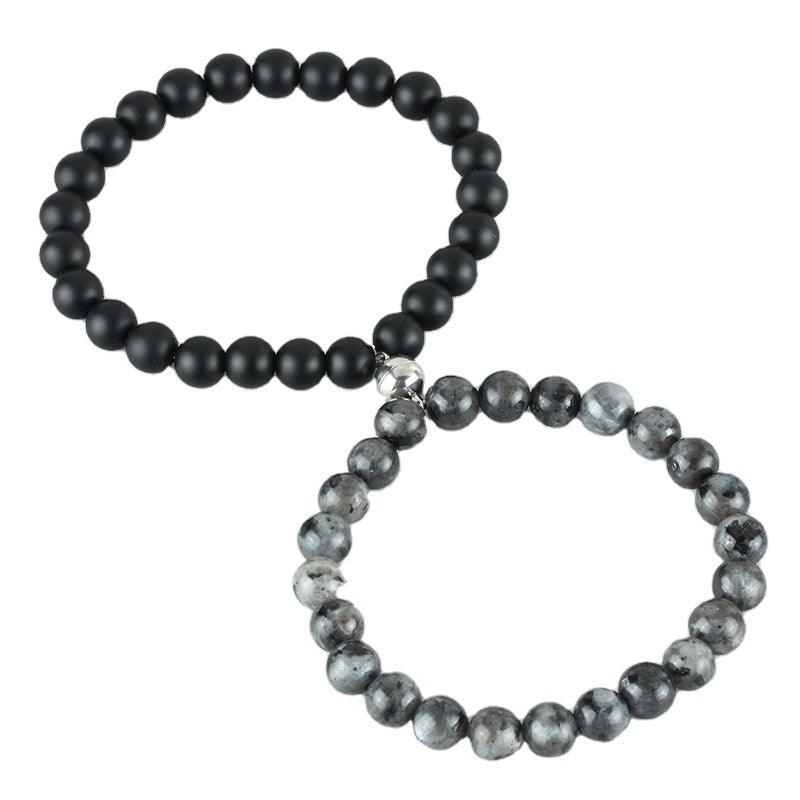 Wholesale Volcanic Stone Magnetic Couple Bracelet