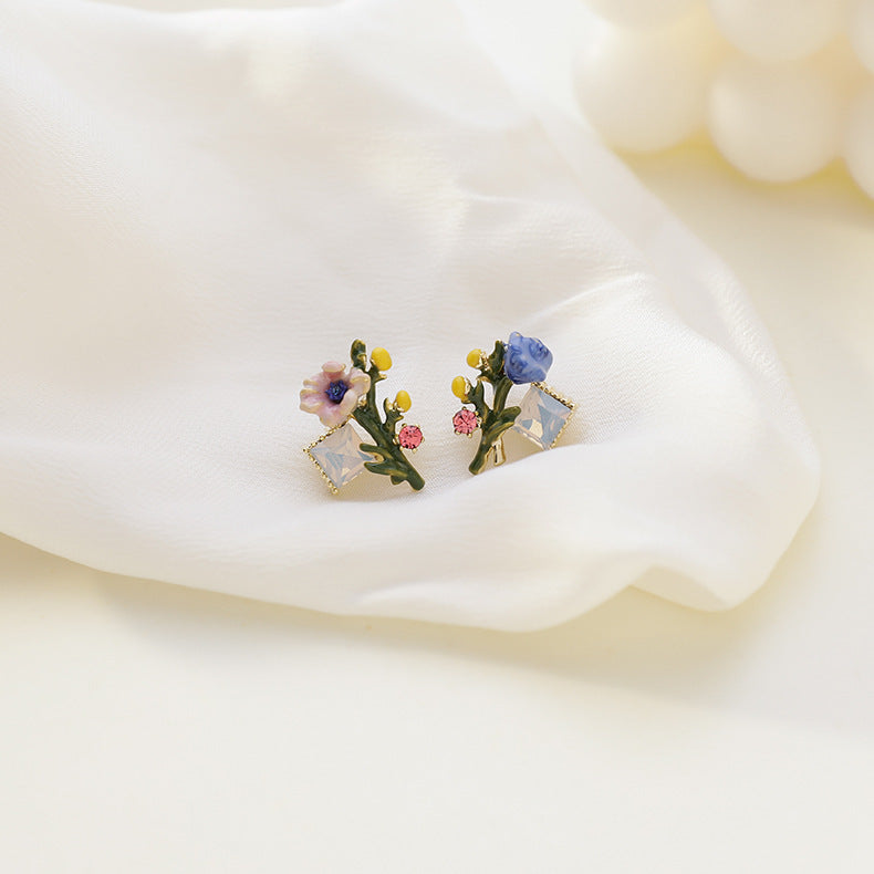 Wholesale Enamel Color Glaze Flower Earrings
