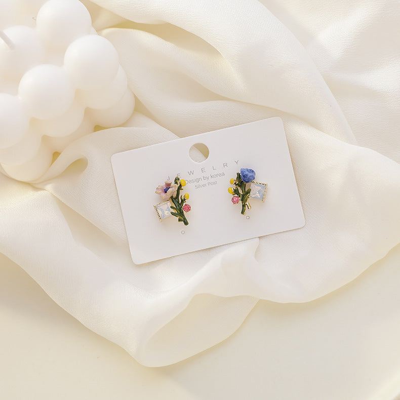 Wholesale Enamel Color Glaze Flower Earrings