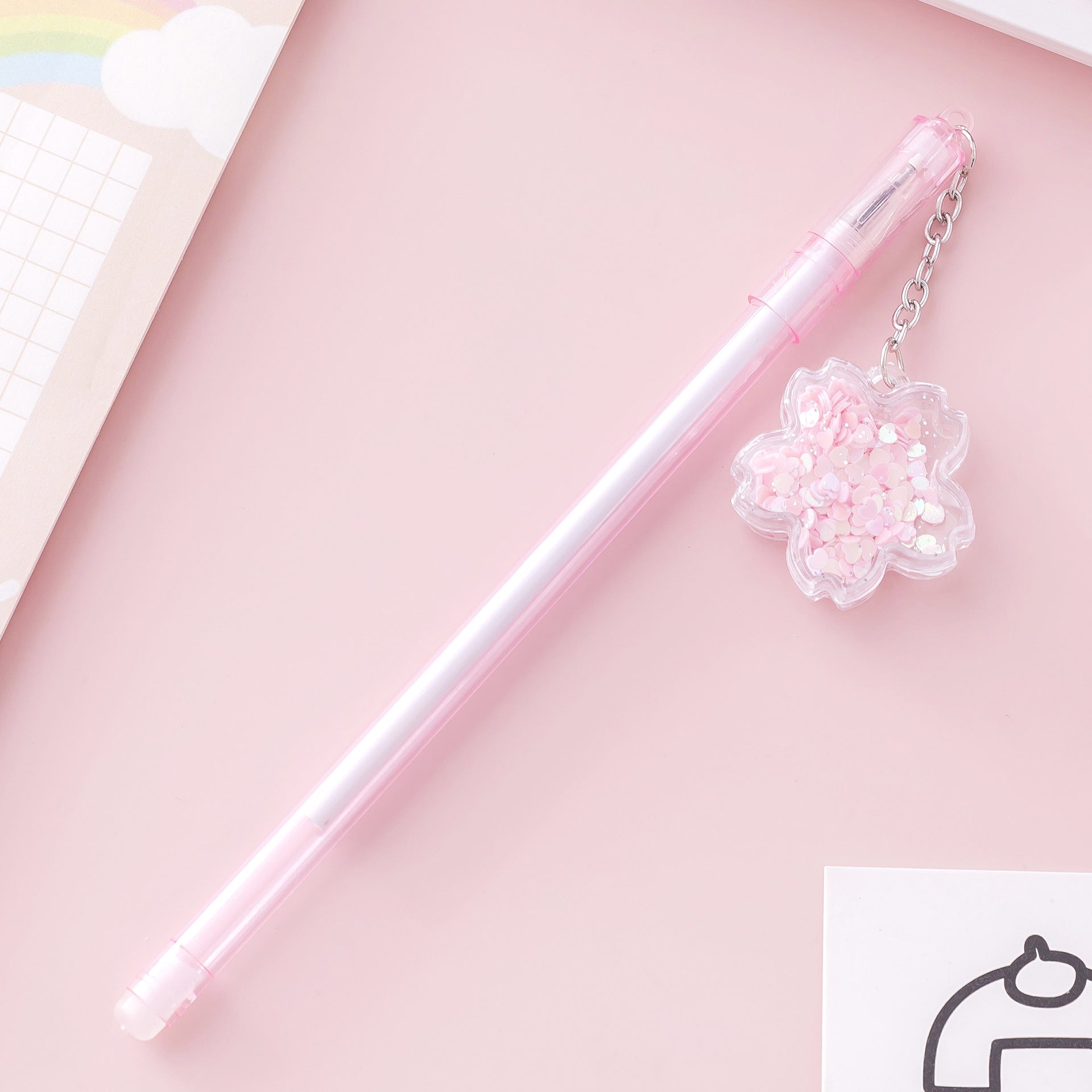 Wholesale Sequins Flower Pendant Cartoon Cute Pendant Plastic Rollerball Pen