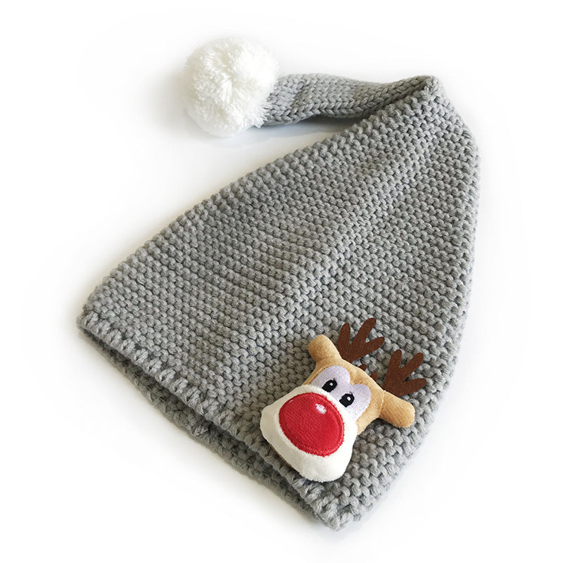 Wholesale Children's Cartoon Christmas Fur Ball Warm Knitted Beanie