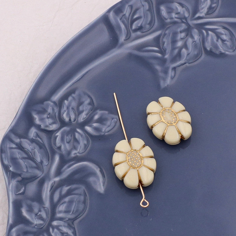 Wholesale 10PCS Retro Gold Turtle Back Patterned Acrylic Beads