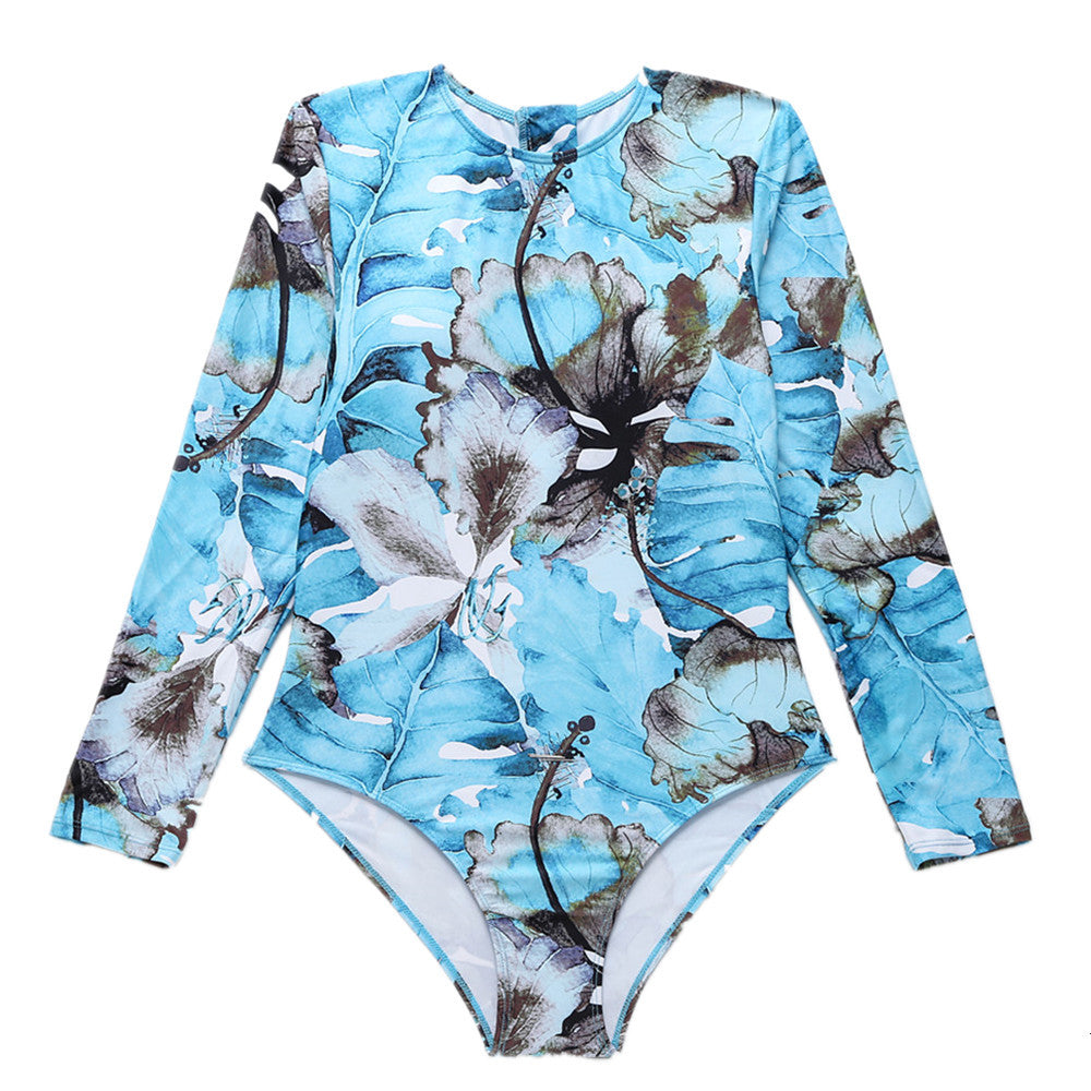 Wholesale Printed Wetsuit Surfing Suit Long Sleeve Sun Protection One Piece Swimwear