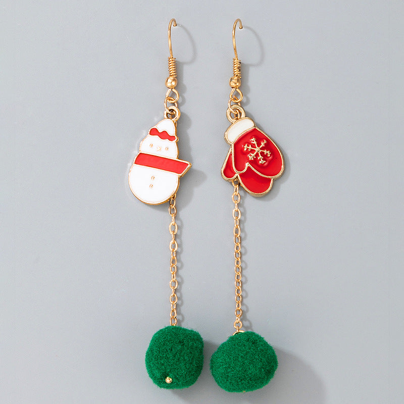 Wholesale Christmas Candy Elk Bells Hair Ball Earrings