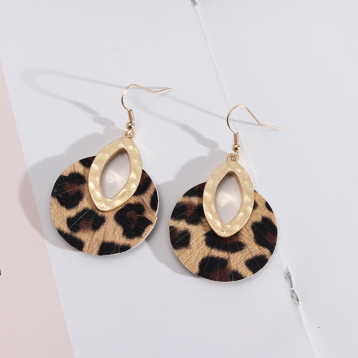 Wholesale Leather Inlaid Round Vintage Abalone Earrings