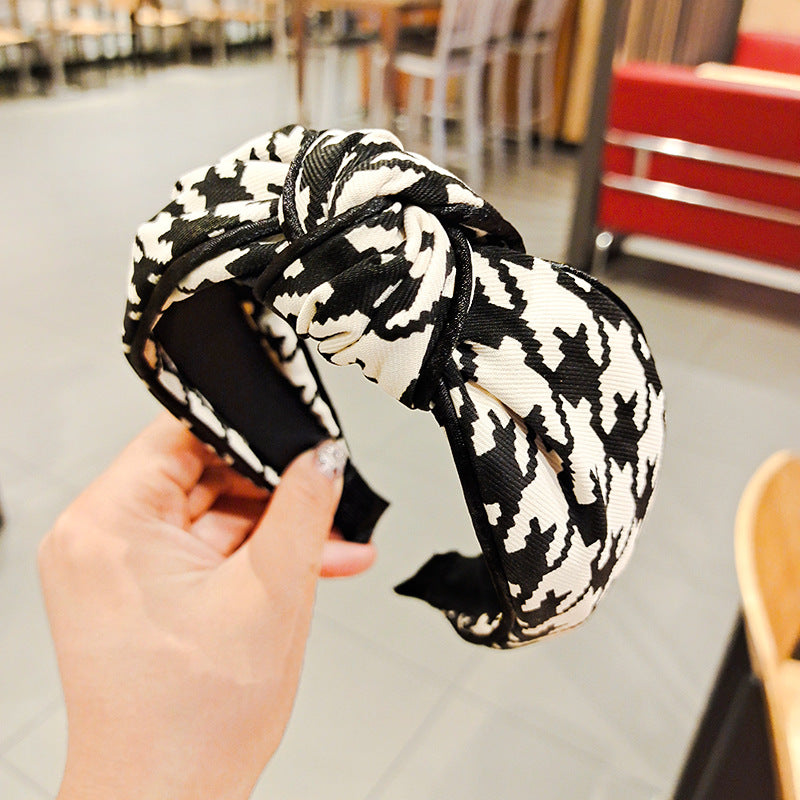 Wholesale Autumn and Winter Fabric Thousand Bird Plaid Hair Hoop