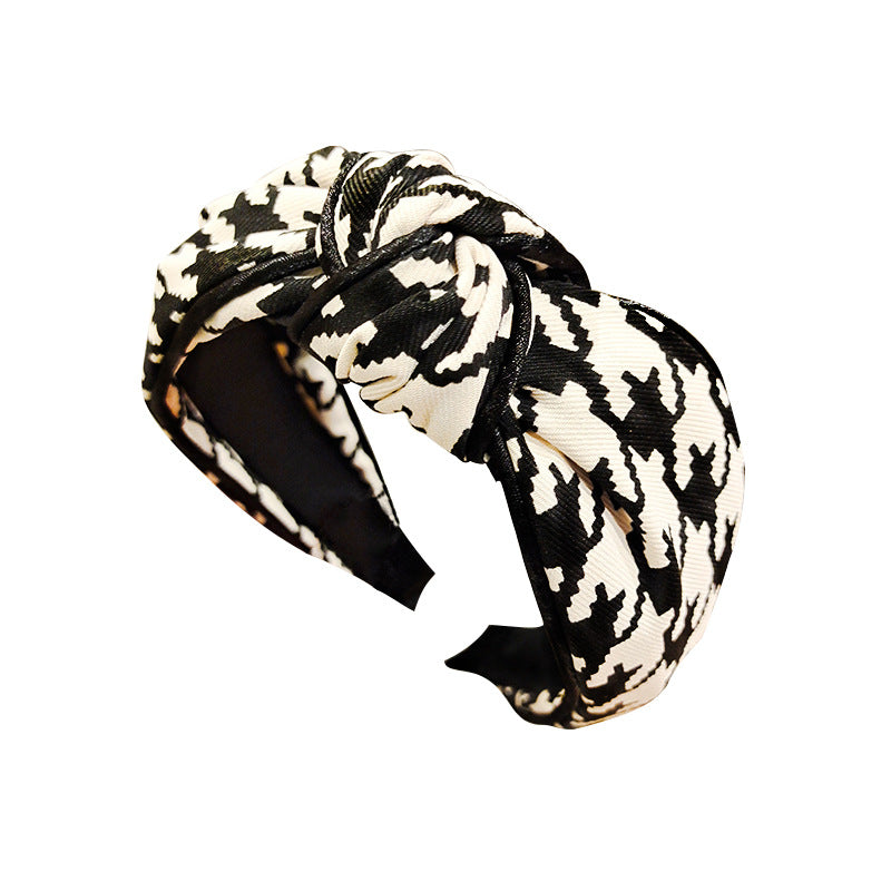 Wholesale Autumn and Winter Fabric Thousand Bird Plaid Hair Hoop