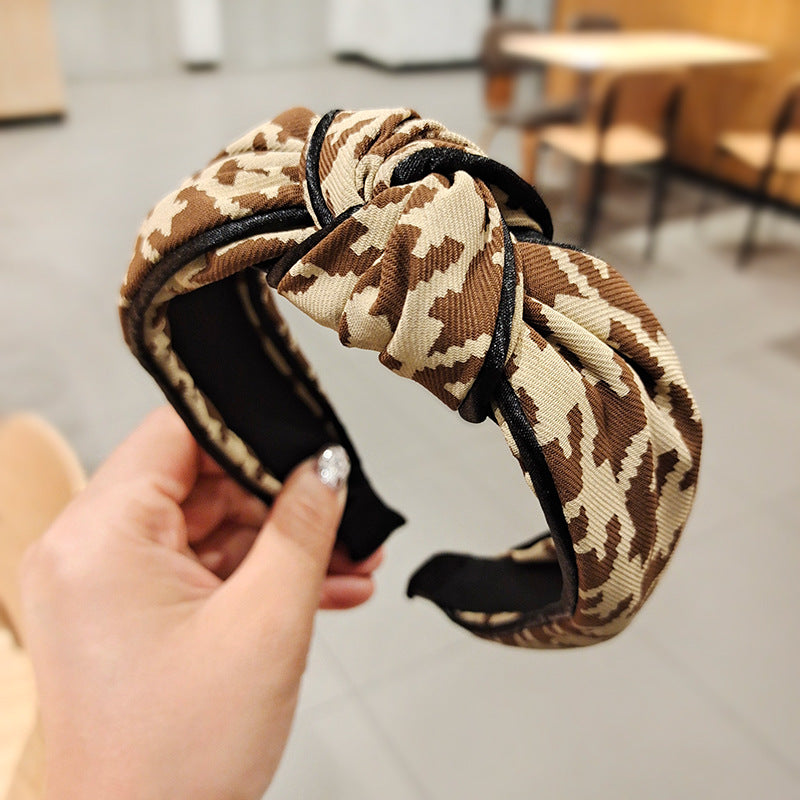 Wholesale Autumn and Winter Fabric Thousand Bird Plaid Hair Hoop