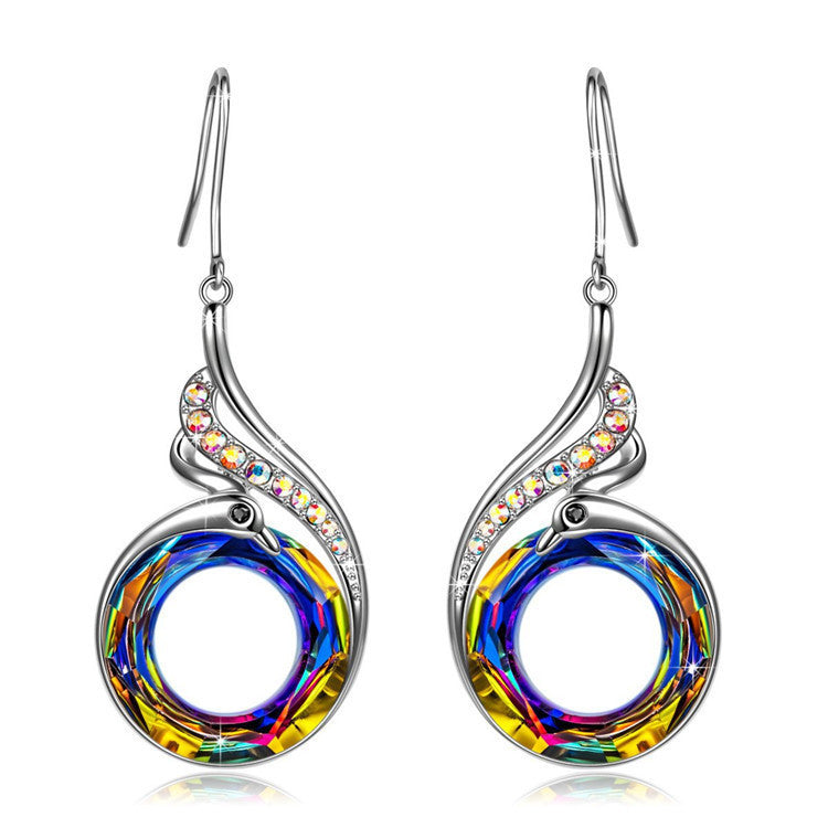 Wholesale Colorful crystal phoenix earrings
