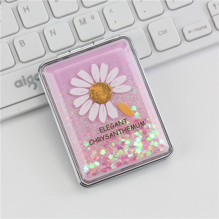 Wholesale Creative Flowing Sand Cute Girl Heart Cartoon Double Sided Portable Mirror